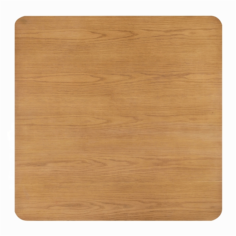 Sery Coffee Table- 48 Inch Square Top with Open Lower Shelf- Oak Brown