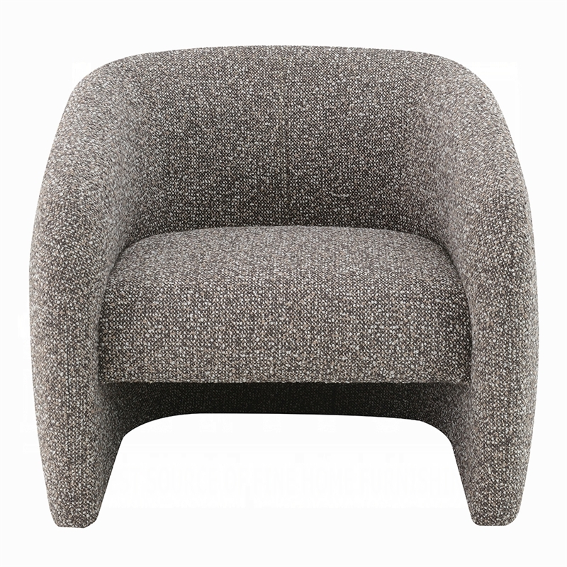 Livi Accent Chair- Brown and Gray Tweed Fabric Tight Seat and Back