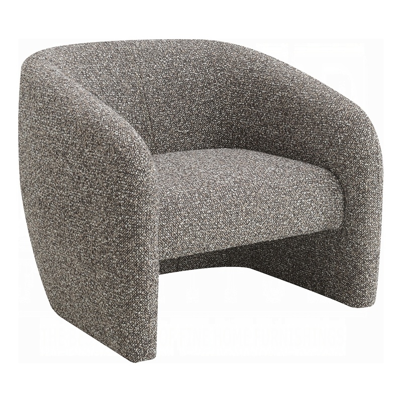Livi Accent Chair- Brown and Gray Tweed Fabric Tight Seat and Back