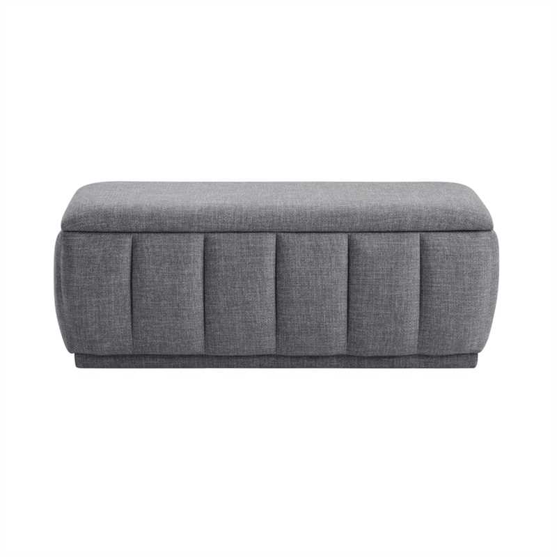 Jia Storage Bench- Wide Channel Tufted Gray Polyester 47 Inch