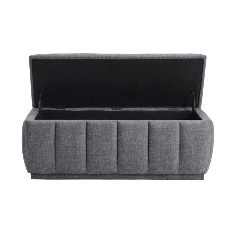 Jia Storage Bench- Wide Channel Tufted Gray Polyester 47 Inch