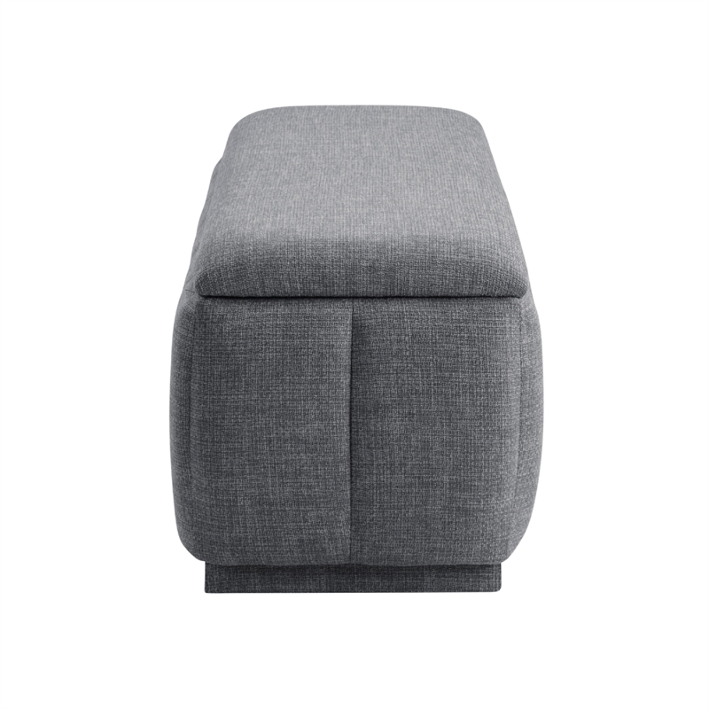 Jia Storage Bench- Wide Channel Tufted Gray Polyester 47 Inch