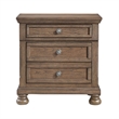 Bely Nightstand- 3 Drawers- Bun Feet- Antique Brown Sculpted Frame