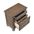 Bely Nightstand- 3 Drawers- Bun Feet- Antique Brown Sculpted Frame