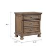 Bely Nightstand- 3 Drawers- Bun Feet- Antique Brown Sculpted Frame