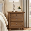 Bely Nightstand- 3 Drawers- Bun Feet- Antique Brown Sculpted Frame