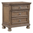 Bely Nightstand- 3 Drawers- Bun Feet- Antique Brown Sculpted Frame