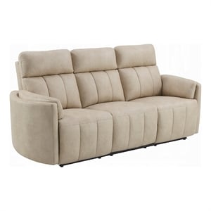 Sonny Manual Motion Recliner Sofa- Plush Dark Beige Polish Microfiber