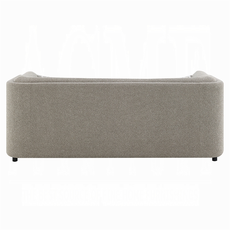 Gely 87 Inch Sofa with 3 Accent Pillows- Straight Arms- Gray Chenille