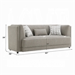 Gely 87 Inch Sofa with 3 Accent Pillows- Straight Arms- Gray Chenille