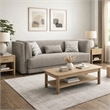 Gely 87 Inch Sofa with 3 Accent Pillows- Straight Arms- Gray Chenille