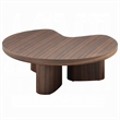 Yex Coffee Table- 35 Inch Curved Top with Pedestal Legs- Smoked Oak Brown