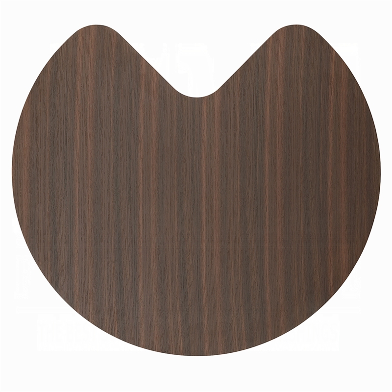 Yex Coffee Table- 35 Inch Curved Top with Pedestal Legs- Smoked Oak Brown