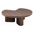 Yex Coffee Table- 35 Inch Curved Top with Pedestal Legs- Smoked Oak Brown