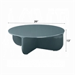 Lemy Coffee Table. 39 Inch Round Top with Pedestal Base- Teal Blue Wood