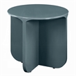 Lemy Side End Table. 20 Inch Round Top with Pedestal Base- Teal Blue Wood