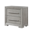 Ova Nightstand- 2 Drawer w Framed Front & Wood Accent Handles- Gray
