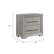 Ova Nightstand- 2 Drawer w Framed Front & Wood Accent Handles- Gray