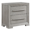 Ova Nightstand- 2 Drawer w Framed Front & Wood Accent Handles- Gray