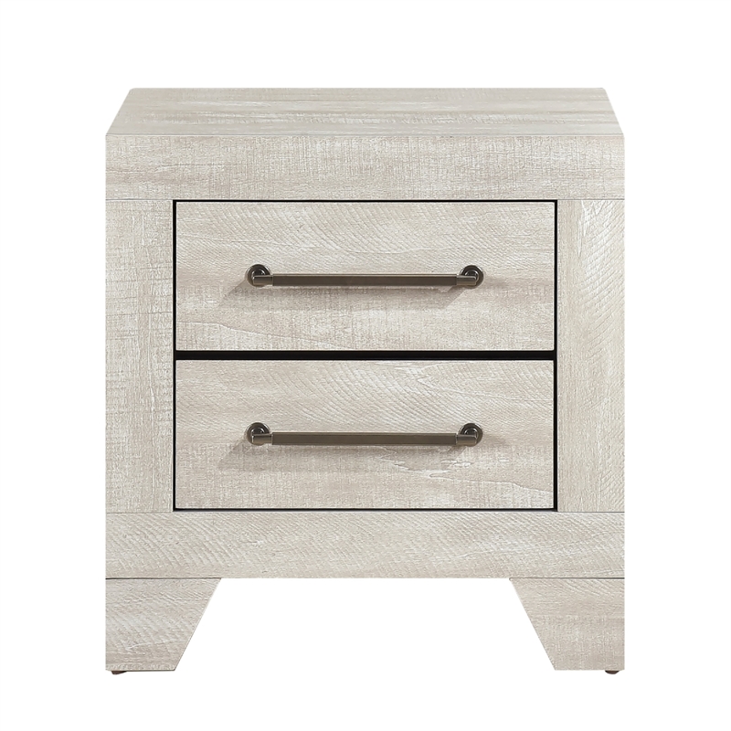 Ava Nightstand- 2 Drawers w Antique Silver Bar Handles- Dusty Gray