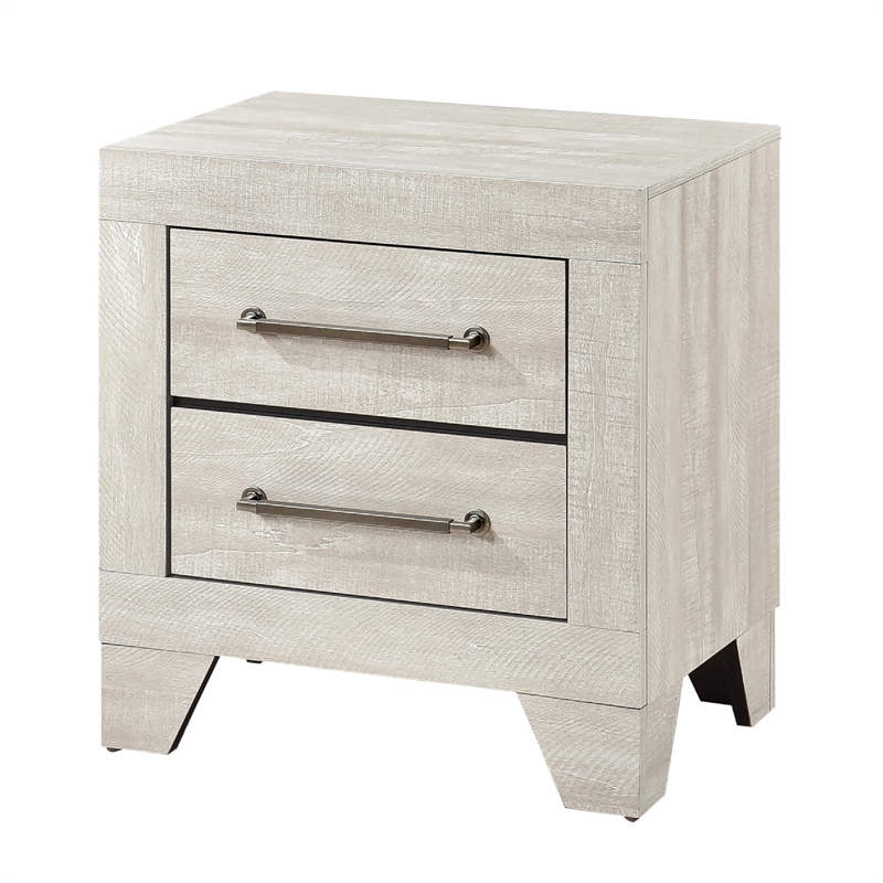 Ava Nightstand- 2 Drawers w Antique Silver Bar Handles- Dusty Gray