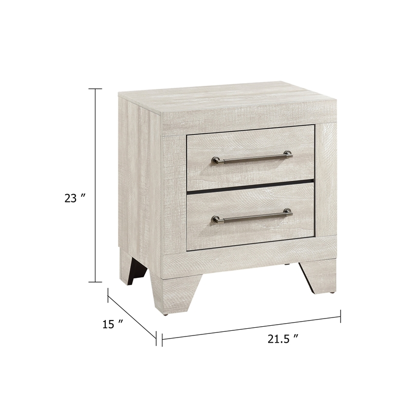 Ava Nightstand- 2 Drawers w Antique Silver Bar Handles- Dusty Gray