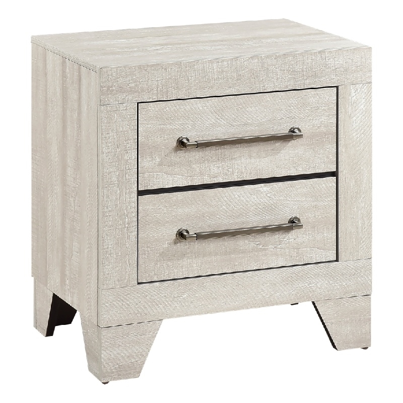Ava Nightstand- 2 Drawers w Antique Silver Bar Handles- Dusty Gray
