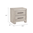 Ely Nightstand- 2 Drawers with Antique Brass Long Handles- Gray