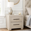 Ely Nightstand- 2 Drawers with Antique Brass Long Handles- Gray