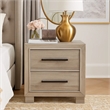 Ely Nightstand- 2 Drawers with Antique Brass Long Handles- Gray