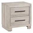 Ely Nightstand- 2 Drawers with Antique Brass Long Handles- Gray