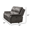 Heny Manual Reclining Loveseat- Pillow Tufted Back- Dark Gray 68 Inch