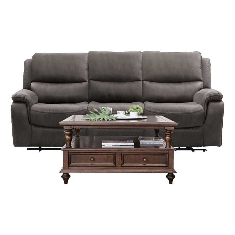 Heny Manual Reclining Sofa- Pillow Tufted Back- Dark Gray 88 Inch