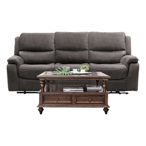 Heny Manual Reclining Sofa- Pillow Tufted Back- Dark Gray 88 Inch