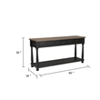 Ginie Sofa Table- 3 Drawers- Black Brown Solid Rubberwood- 60 Inch