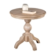 Cherie Round End Table- Light White Washed Solid Rubberwood- 24 Inch