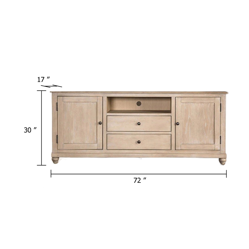 Cherie TV Stand Cabinet- Storage Cabinets- Light White Wash- 72 Inch