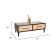 Lucas Coffee Table- 2 Drawers- Brown- Black Solid Rubberwood- 52 Inch