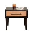 Lucas Side End Table- 1 Drawer- Brown- Black Solid Rubberwood- 24 Inch