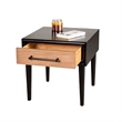 Lucas Side End Table- 1 Drawer- Brown- Black Solid Rubberwood- 24 Inch