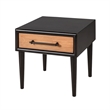 Lucas Side End Table- 1 Drawer- Brown- Black Solid Rubberwood- 24 Inch