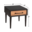Lucas Side End Table- 1 Drawer- Brown- Black Solid Rubberwood- 24 Inch