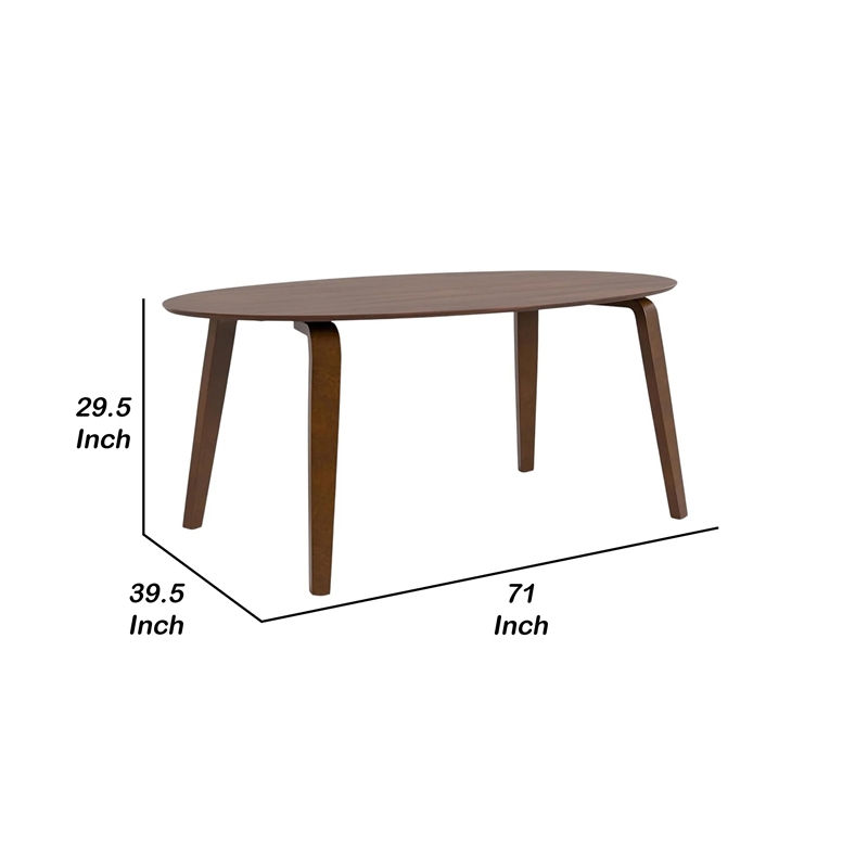 Narv Dining Table- 71 Inch Oval Top in Walnut Brown Solid Wood