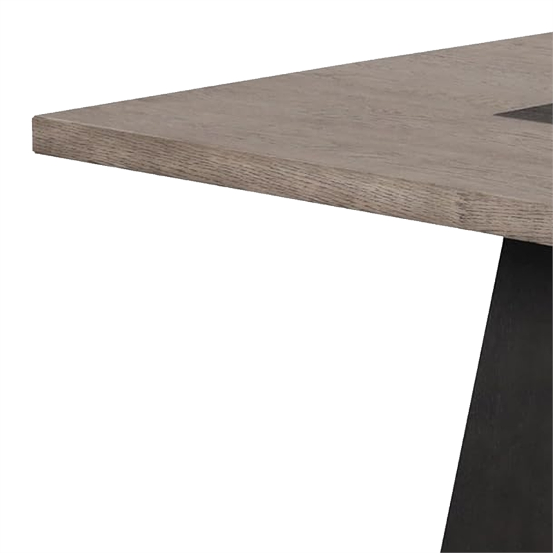 Ager Dining Table- 54 Inch Top in Oak and Walnut Brown- Pedestal Base