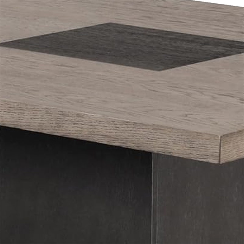 Ager Dining Table- 54 Inch Top in Oak and Walnut Brown- Pedestal Base