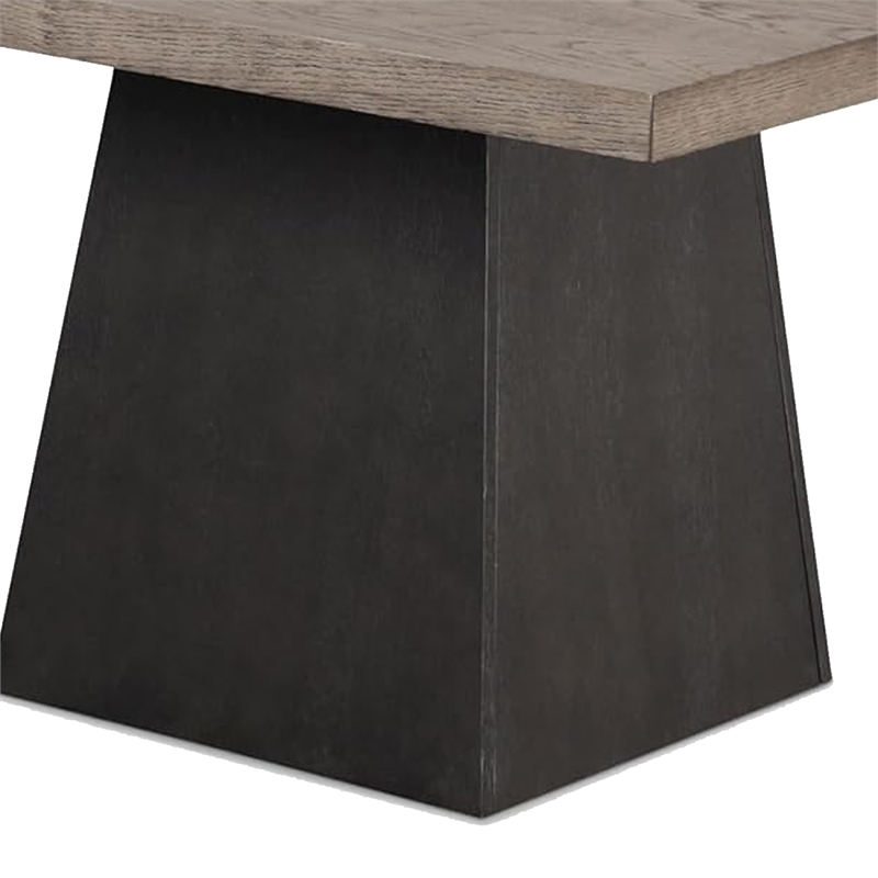 Ager Dining Table- 54 Inch Top in Oak and Walnut Brown- Pedestal Base