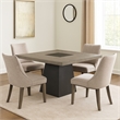 Ager Dining Table- 54 Inch Top in Oak and Walnut Brown- Pedestal Base
