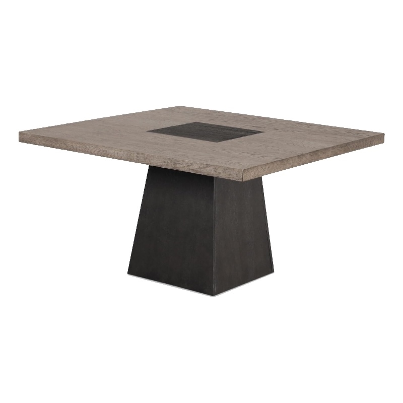 Ager Dining Table- 54 Inch Top in Oak and Walnut Brown- Pedestal Base