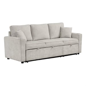 Dily Sleeper Sectional Sofa with Pull Out Bed and 2 Pillows- Beige