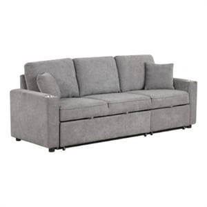 Dily Sleeper Sectional Sofa with Pull Out Bed and 2 Pillows- Gray